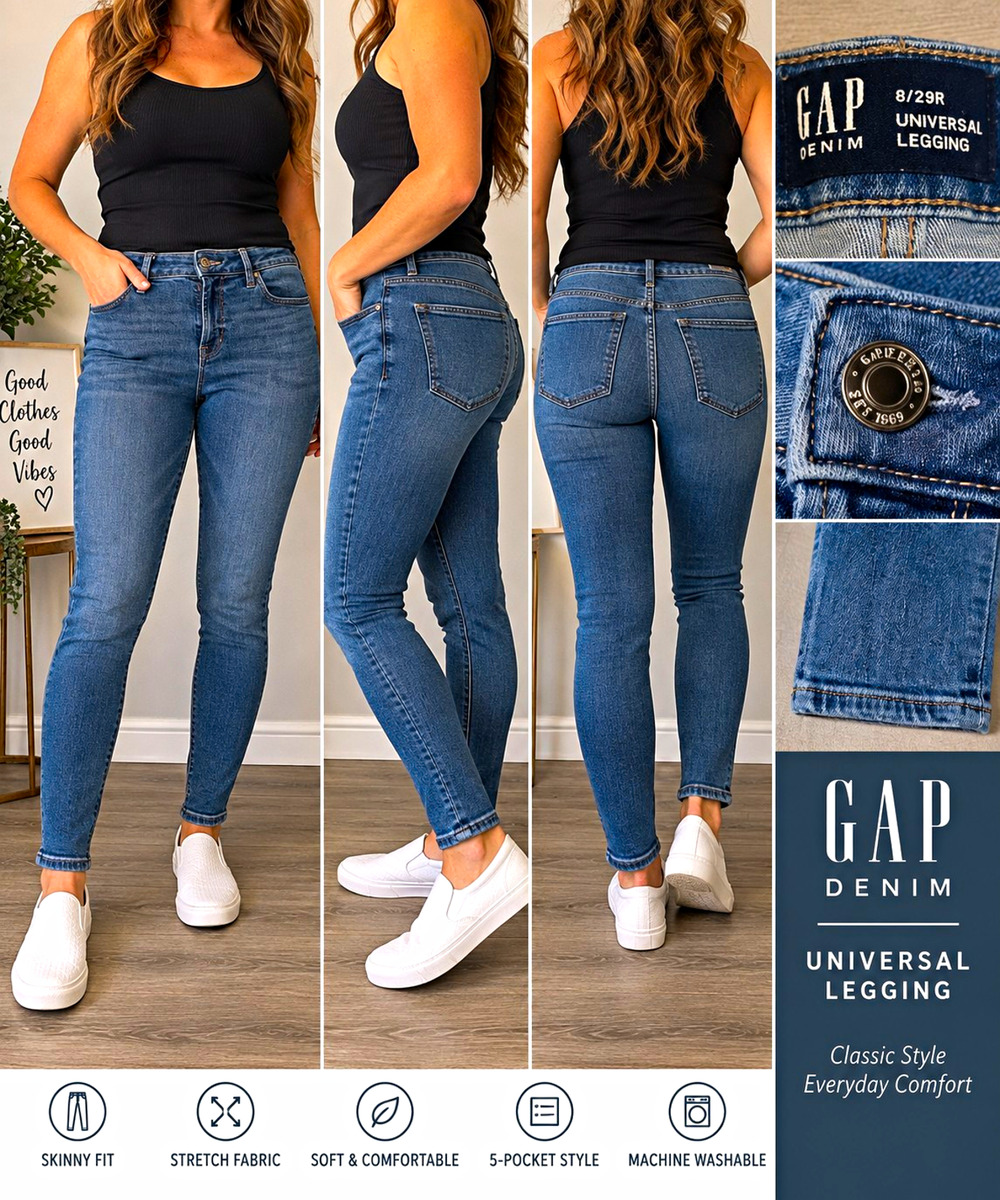 Gap Denim Universal Legging Jeans Womens 8 29R Blue Stretch Skinny Jegging